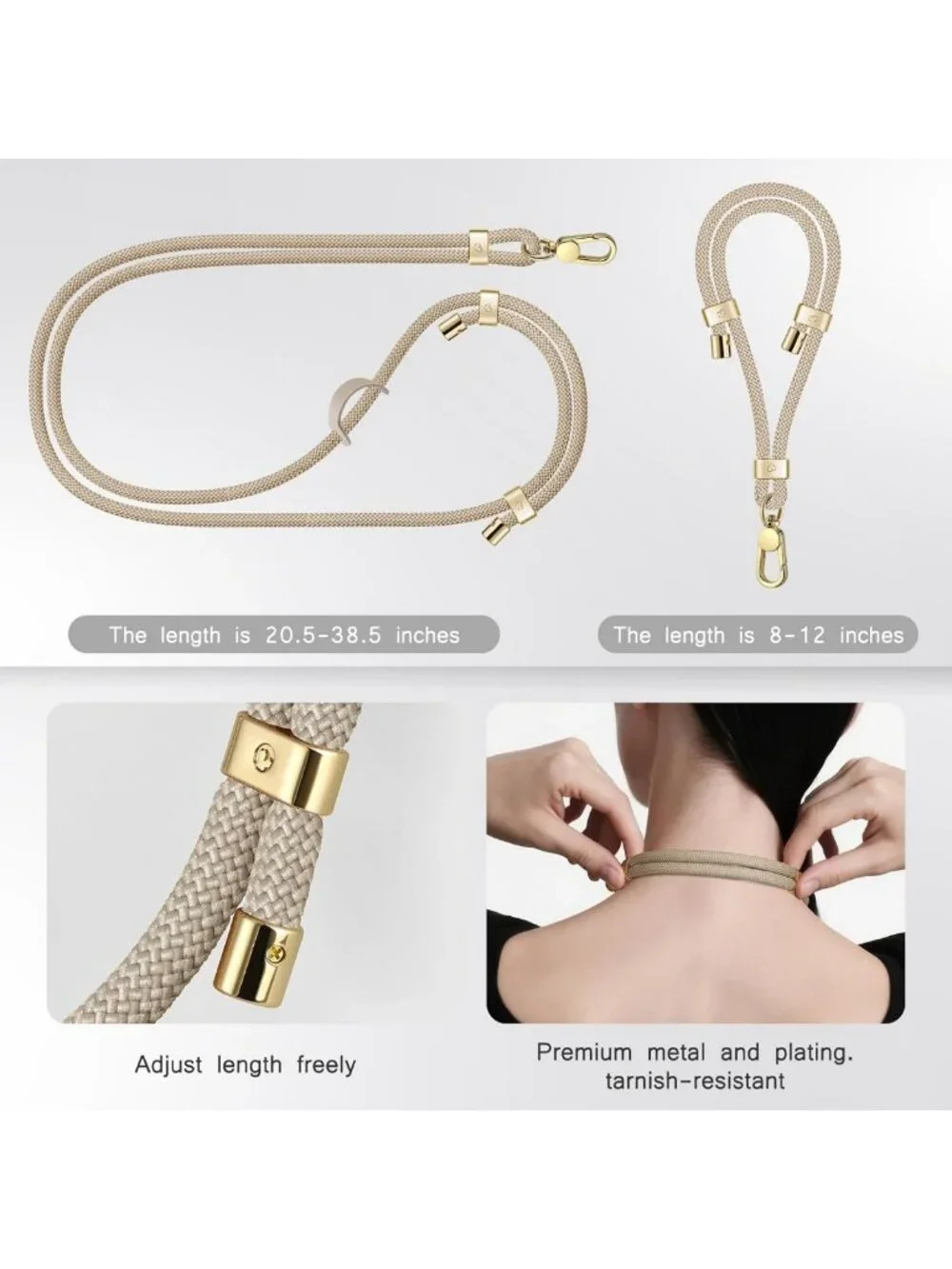 Premium Cell Phone Lanyard & Wrist Strap, Crossbody Charms with Metal Buckle